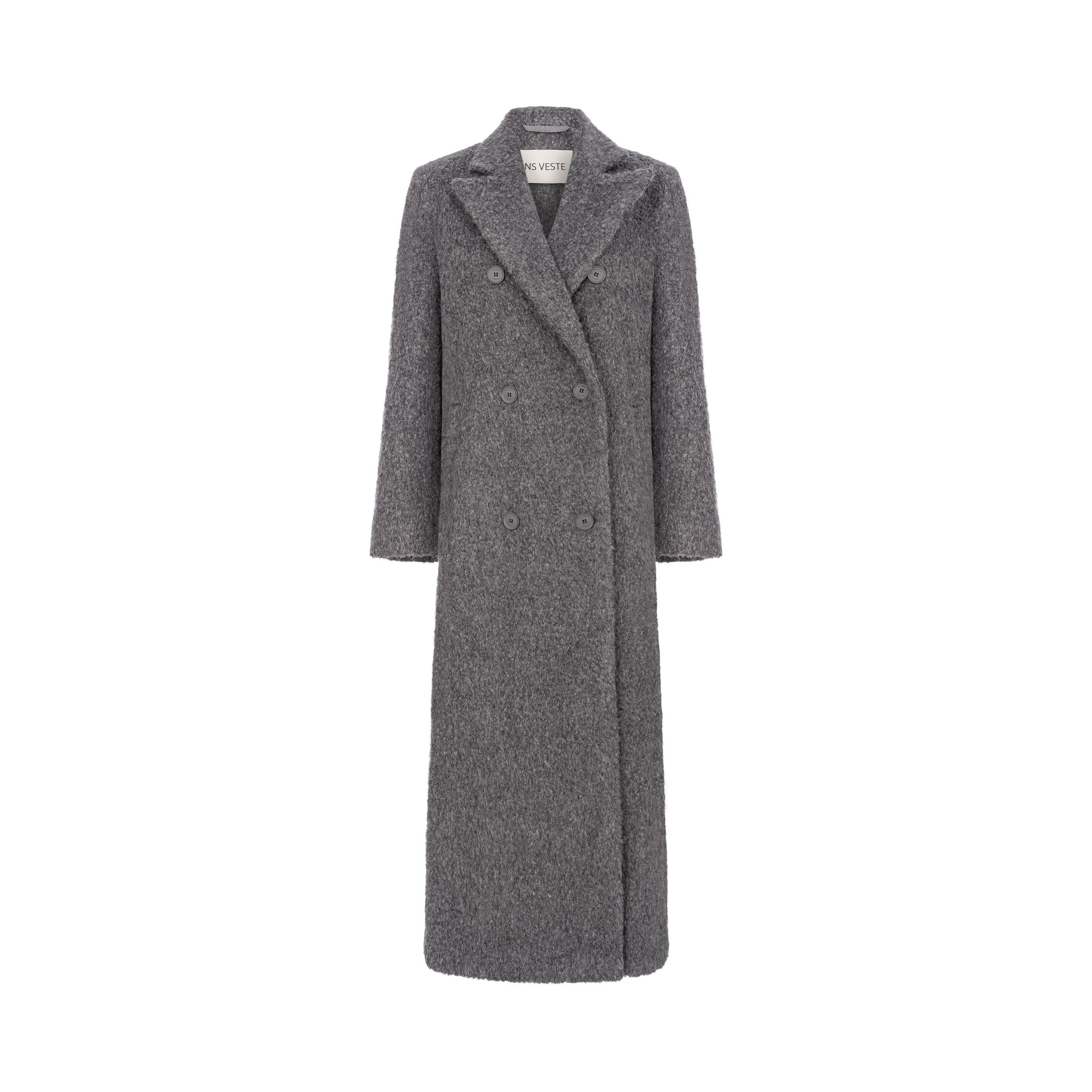 JALOUSIE straight coat in grey alpaca wool