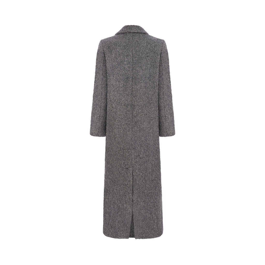 JALOUSIE straight coat in grey alpaca wool