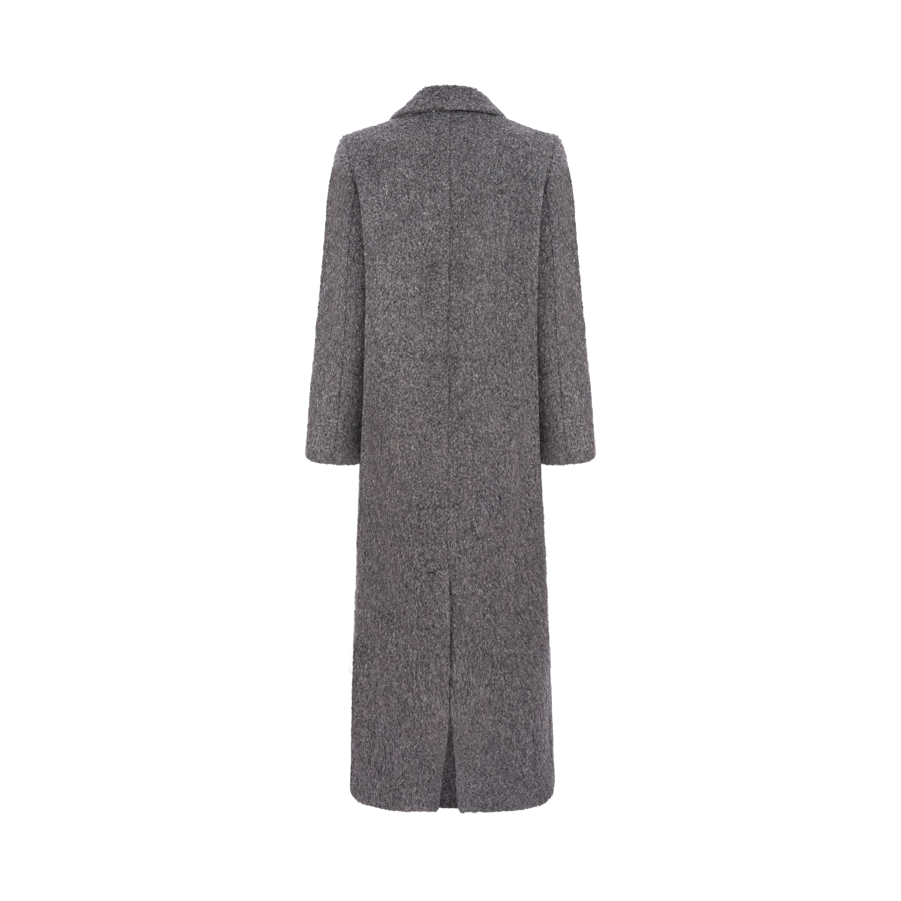 JALOUSIE straight coat in grey alpaca wool