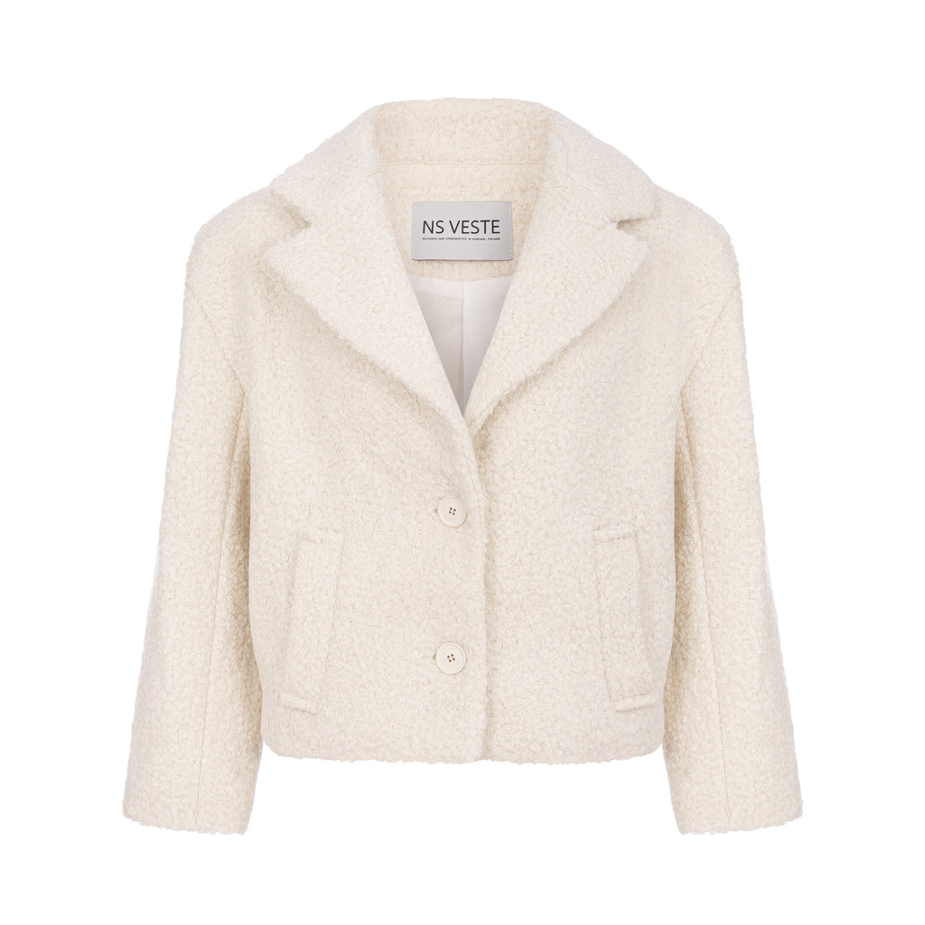GLOIRE boxy jacket in cream alpaca wool