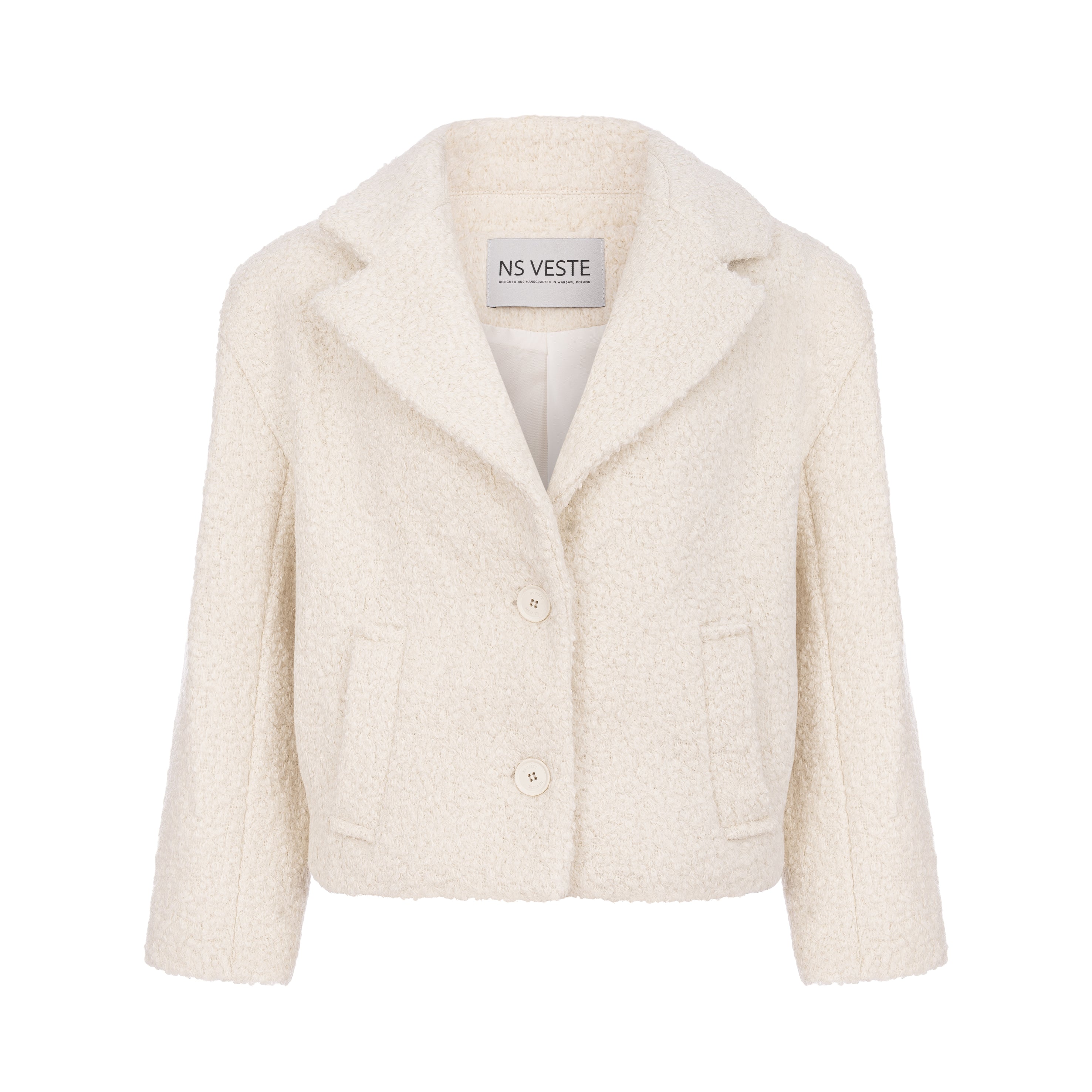GLOIRE boxy jacket in cream alpaca wool