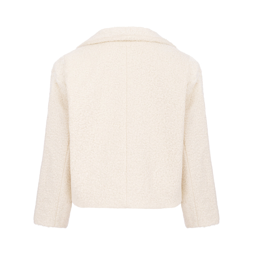 GLOIRE boxy jacket in cream alpaca wool