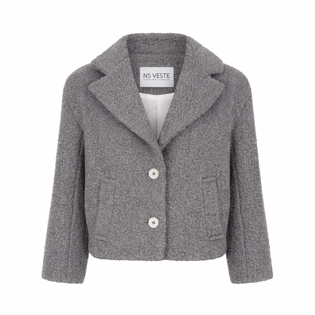 GLOIRE boxy jacket in grey alpaca wool