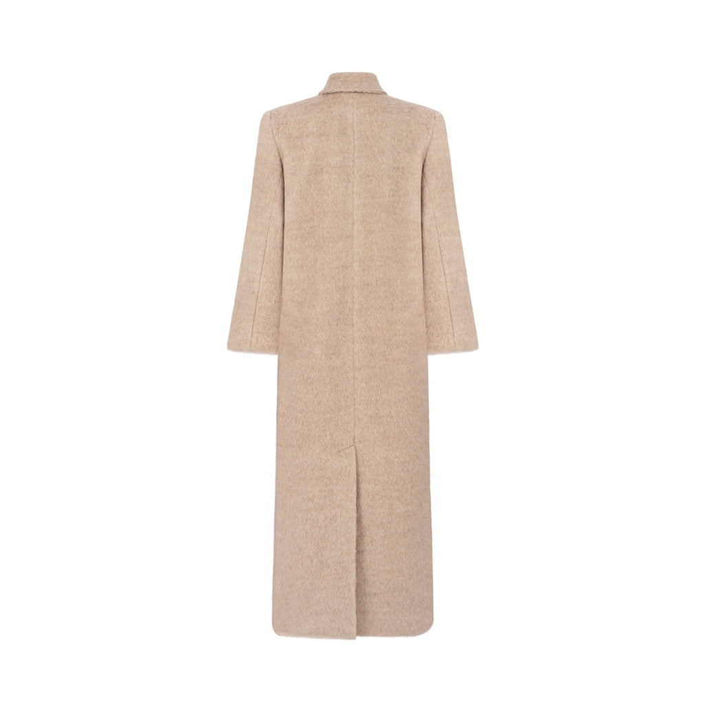 ADORATION straight coat in beige alpaca wool
