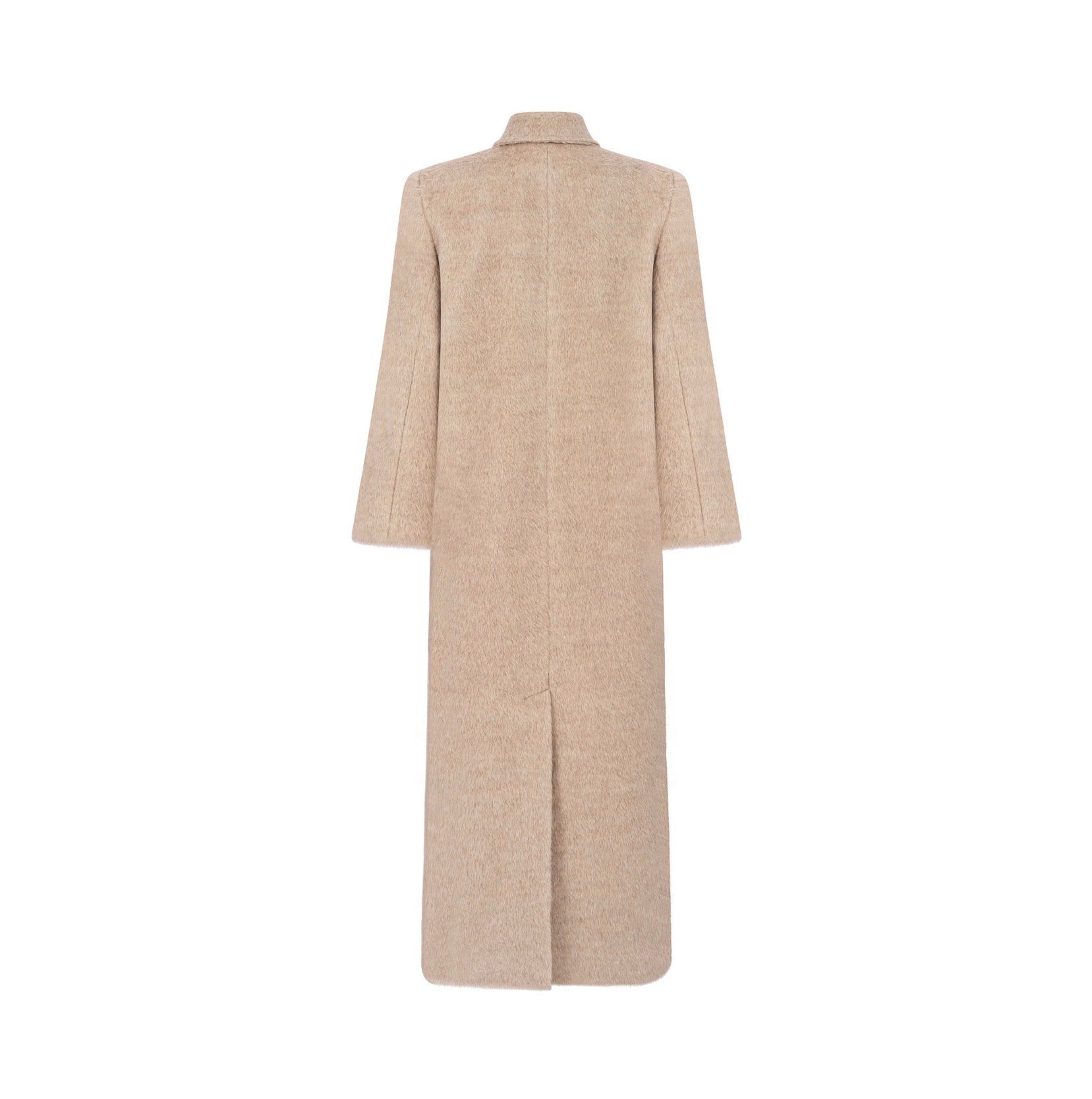 ADORATION straight coat in beige alpaca wool