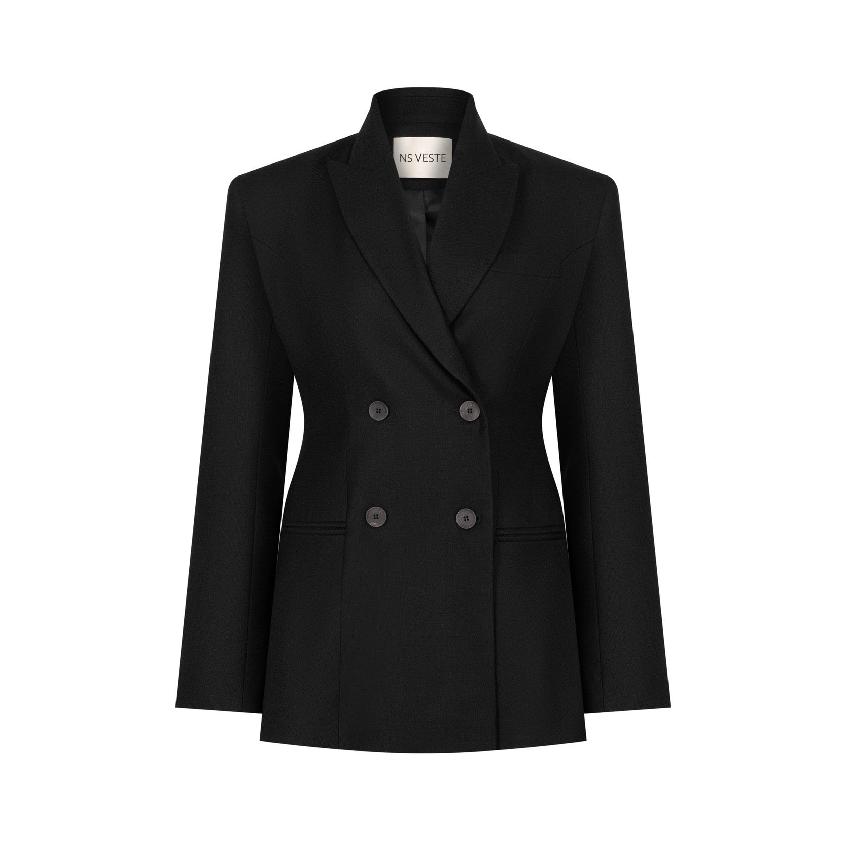 AIMABLE hourglass blazer in black wool