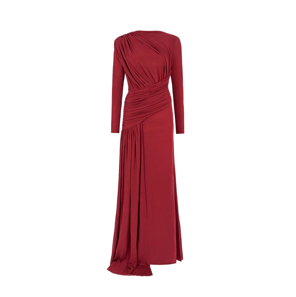 EBLOUIE drapiertes Kleid mit Taillenband Aus rotem Cupro