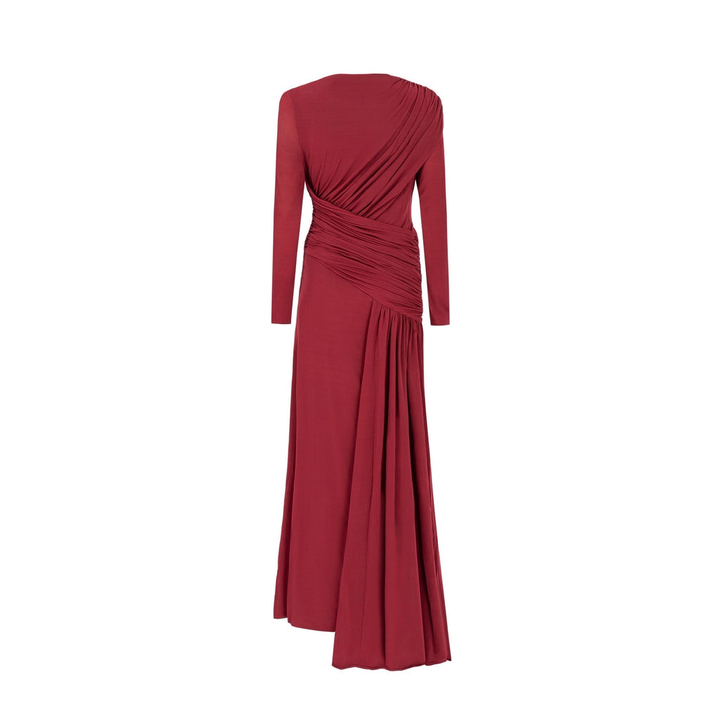 EBLOUIE drapiertes Kleid mit Taillenband Aus rotem Cupro
