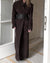 AMOUR straight coat in suede chocolate brown
