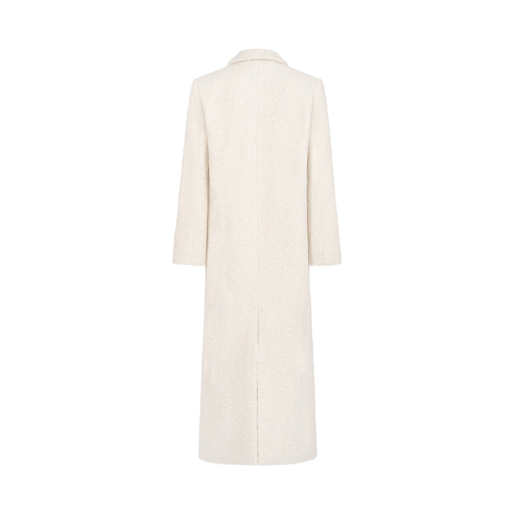 JALOUSIE straight coat in ecru alpaca wool