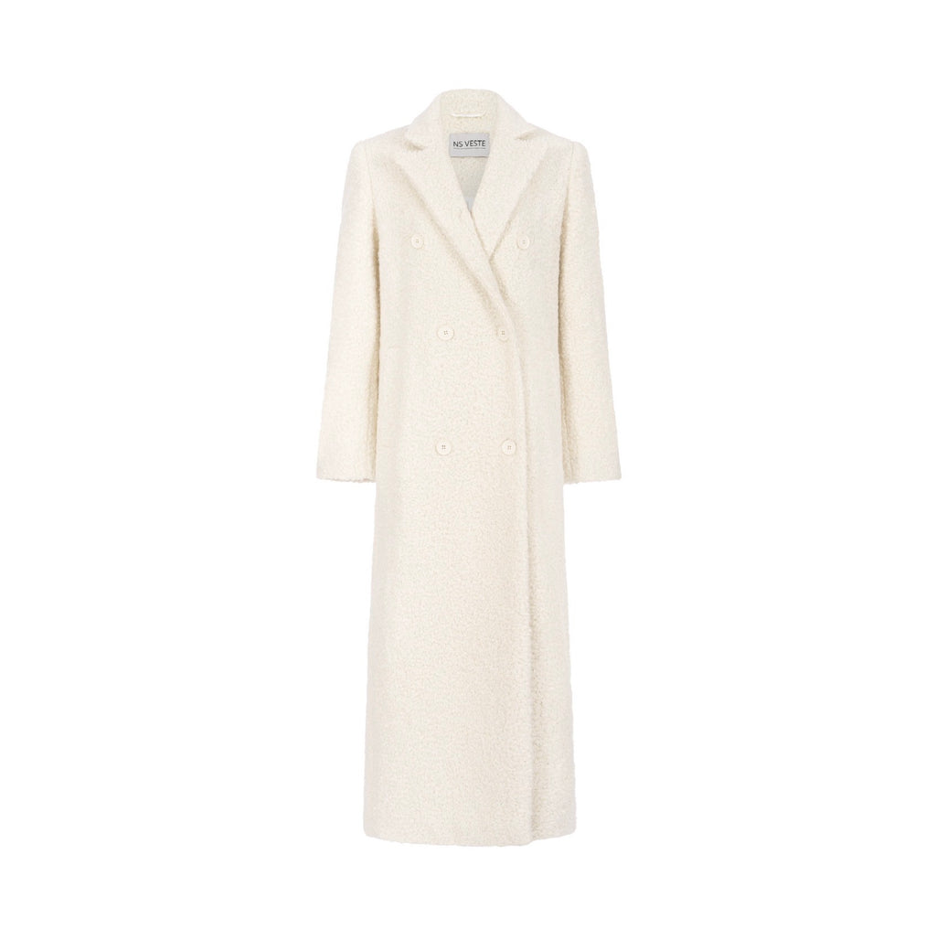 JALOUSIE straight coat in ecru alpaca wool