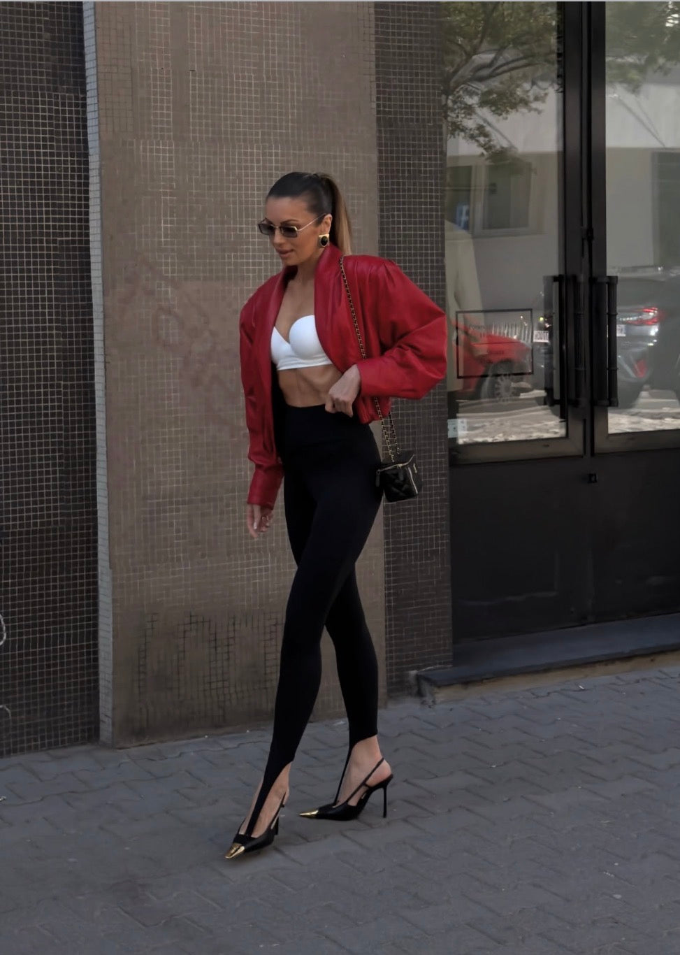 ENVIE retro it girl jacket in red leather