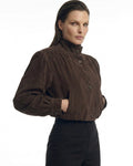 ENCHANTÉ retro cropped jacket in chocolate brown suede