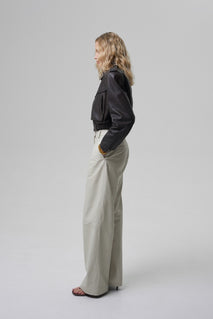 JOIE cropped bomber jacket in brown leather