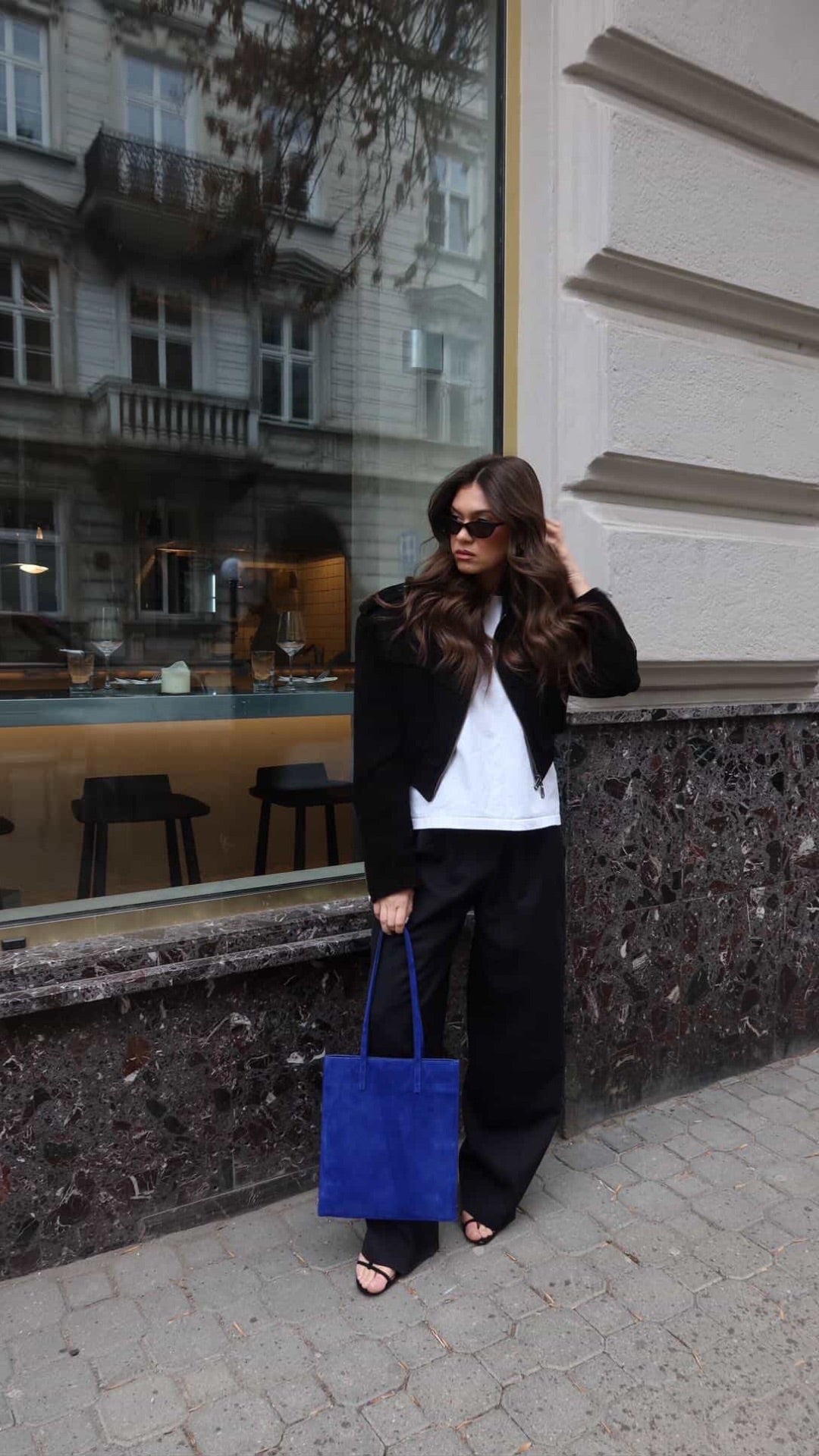 JOIE cropped bomber jacket in black suede