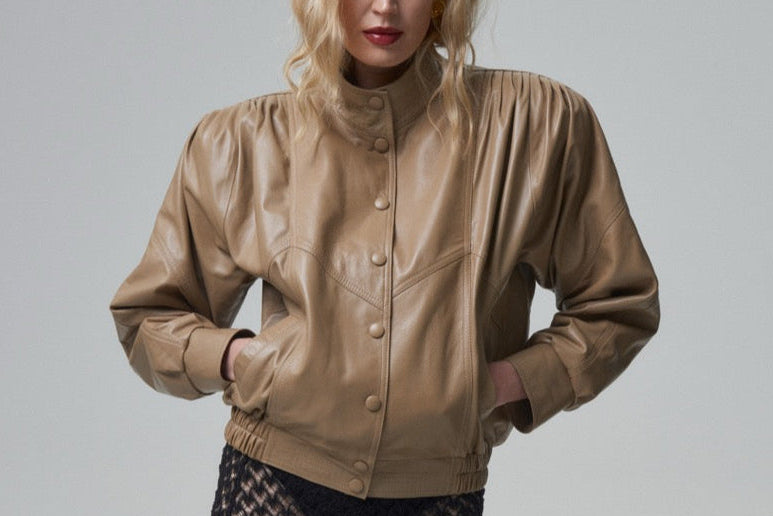 NOSTALGIE retro it girl jacket in caramel leather