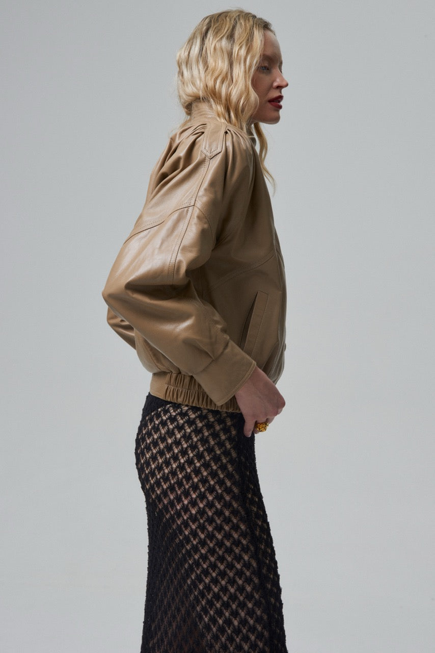 NOSTALGIE retro it girl jacket in caramel leather