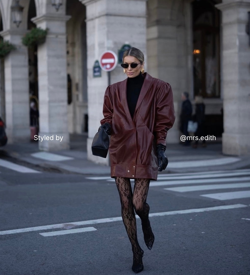 PASSION retro it girl jacket in burgundy leather