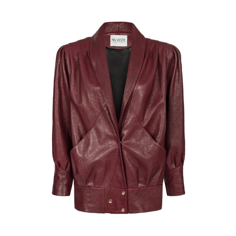 PASSION retro it girl jacket in burgundy leather