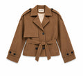FIERE short belted coat in caramel suede