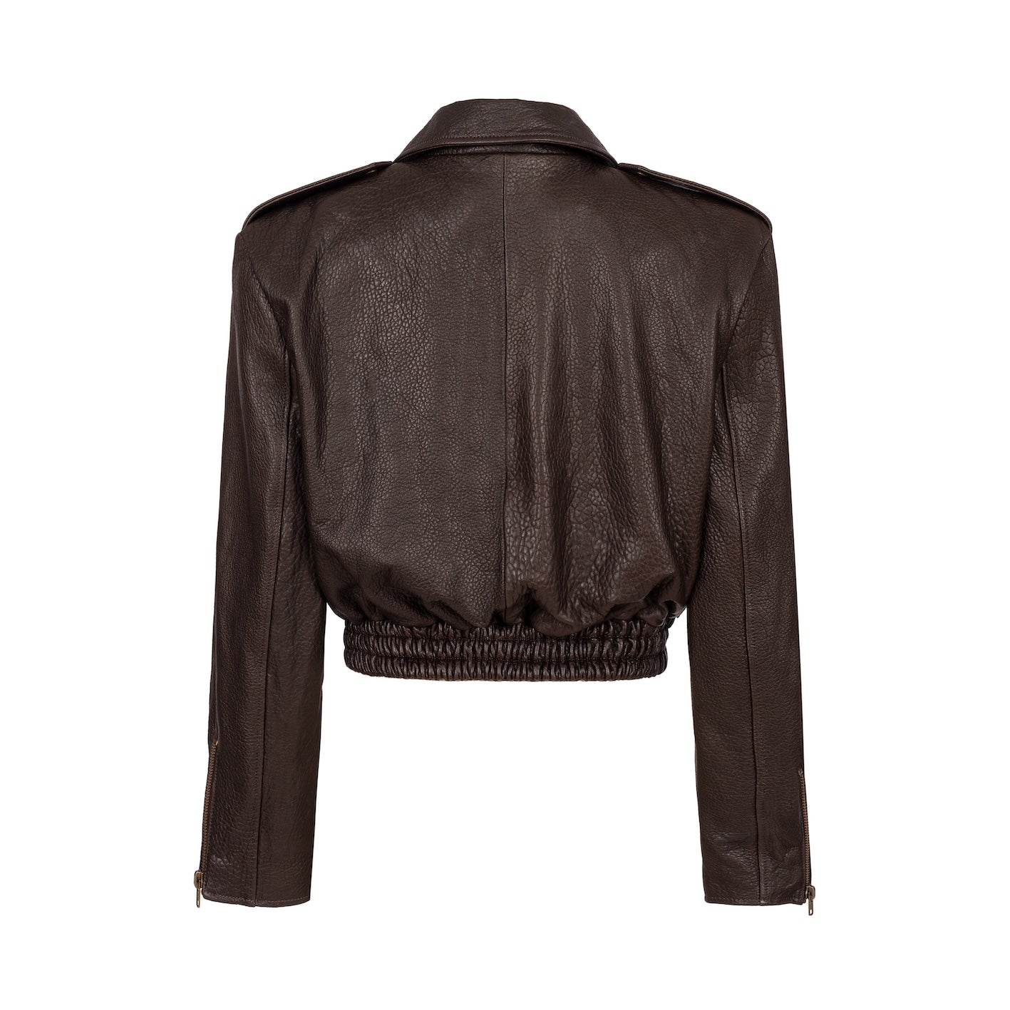 JOIE cropped bomber jacket in chocolate texture leather