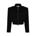 JOIE cropped bomber jacket in black suede