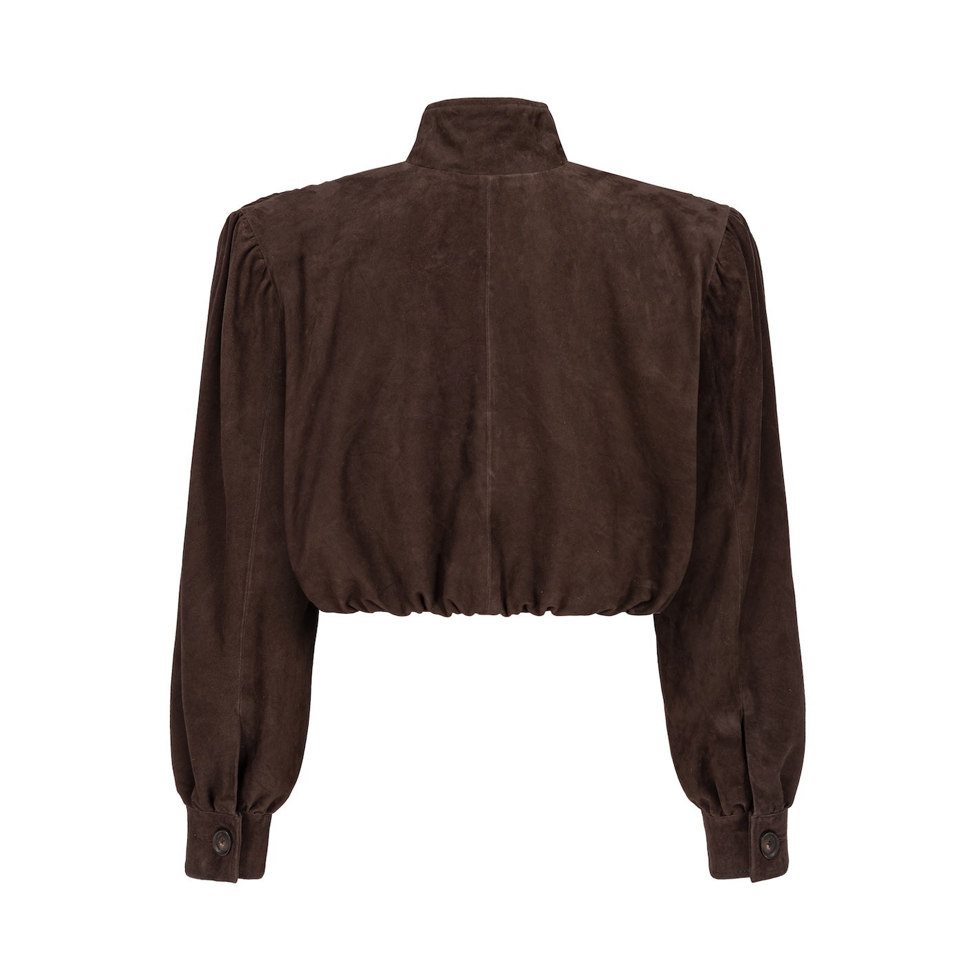 ENCHANTÉ retro cropped jacket in chocolate brown suede