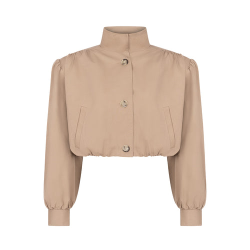 ENCHANTÉ kurze Jacke aus beigem Trenchstoff