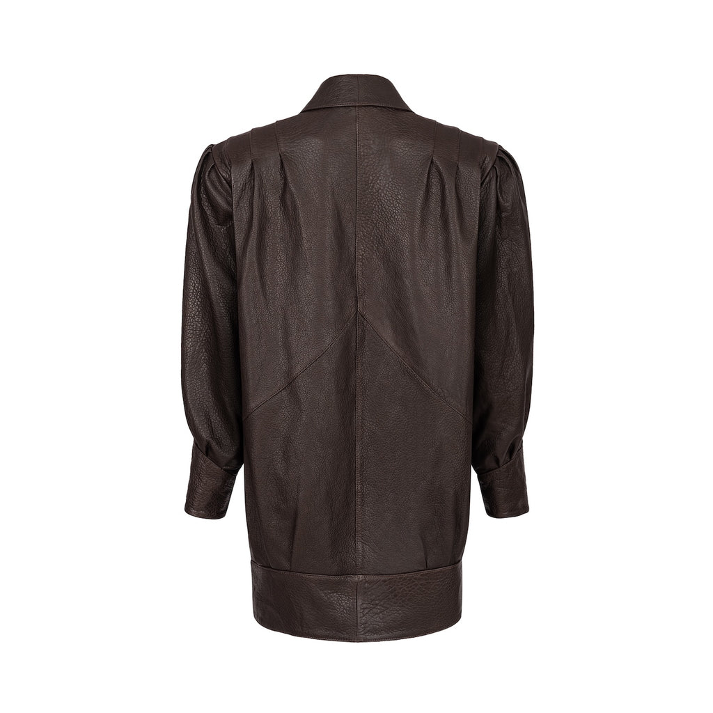 PASSION retro it girl jacket in chocolate texture leather