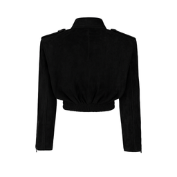 JOIE cropped bomber jacket in black suede