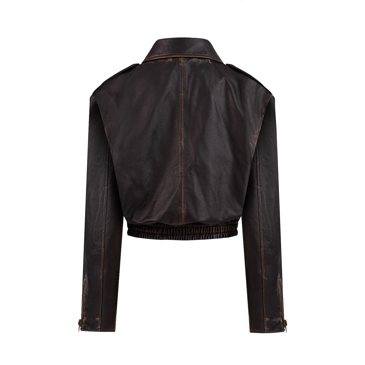 JOIE cropped bomber jacket in aged leather