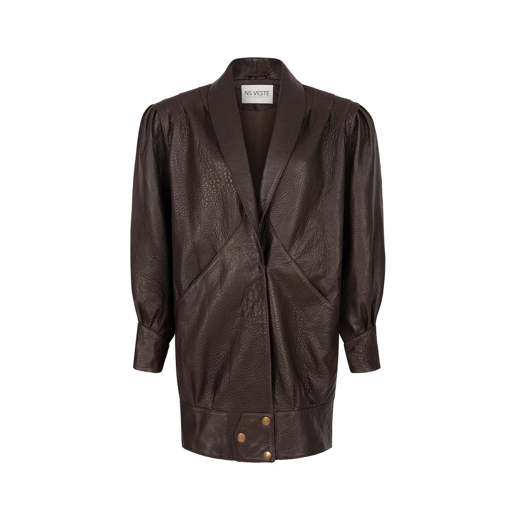 PASSION retro it girl jacket in chocolate texture leather