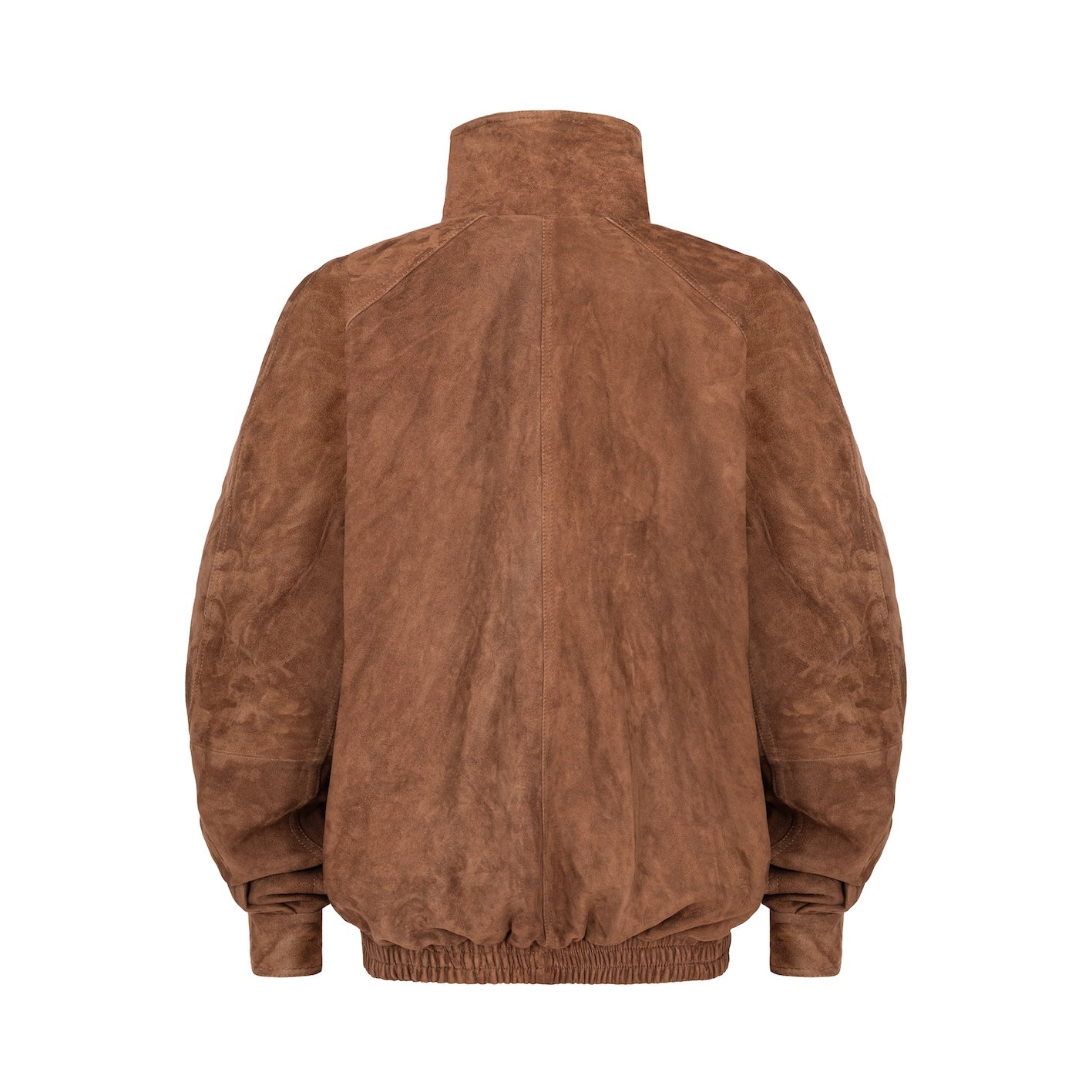 DÉVOUEMENT bomber jacket with collar in caramel suede