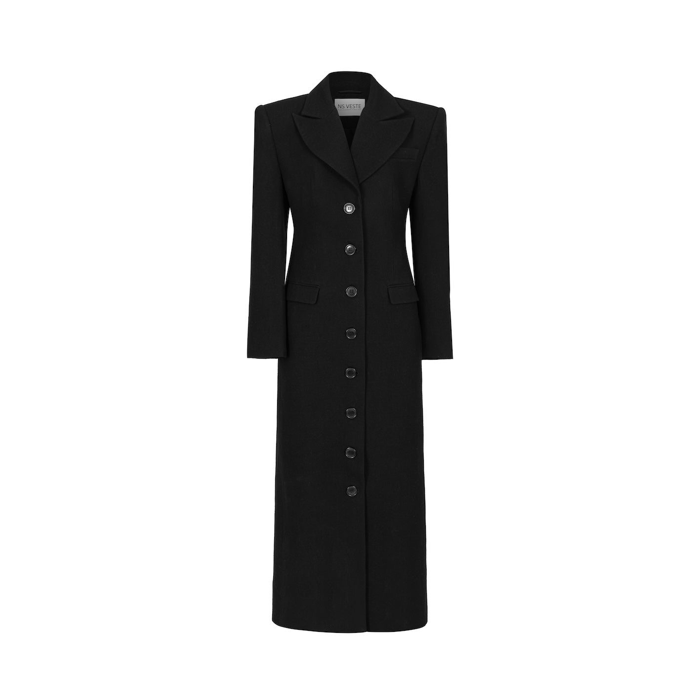 COLÉRE waisted coat in black wool