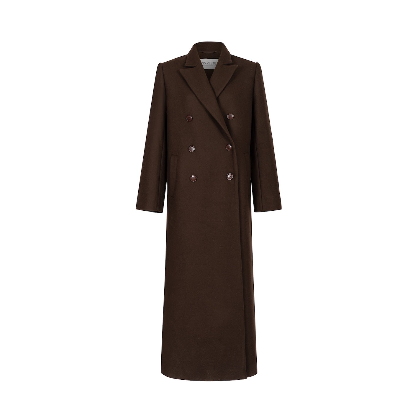 JALOUSIE straight coat in chocolate wool