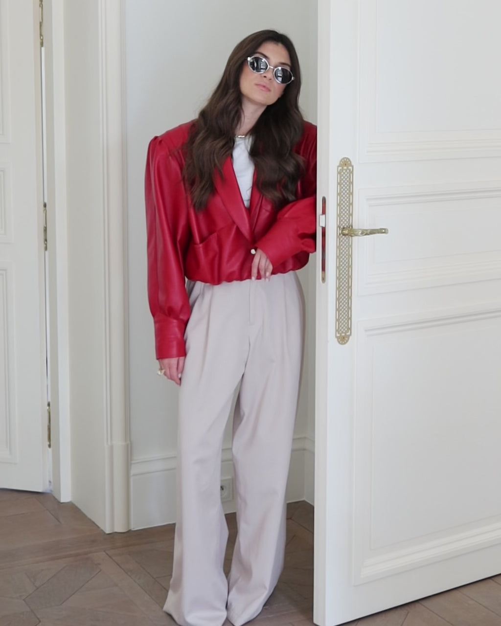 ENVIE retro it girl jacket in red leather