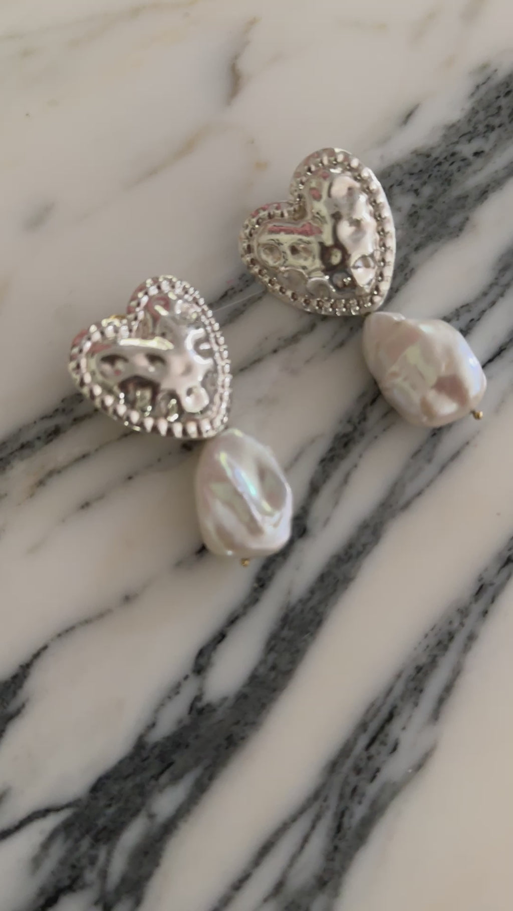 Kolczyki Notre Dame Coeur #2 Argent Petit Perle