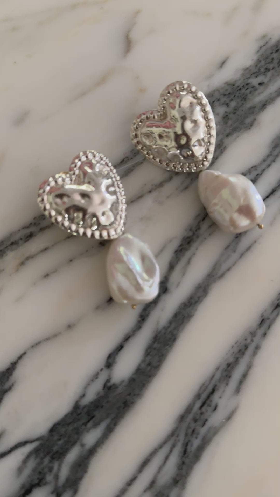 Kolczyki Notre Dame Coeur #2 Argent Petit Perle