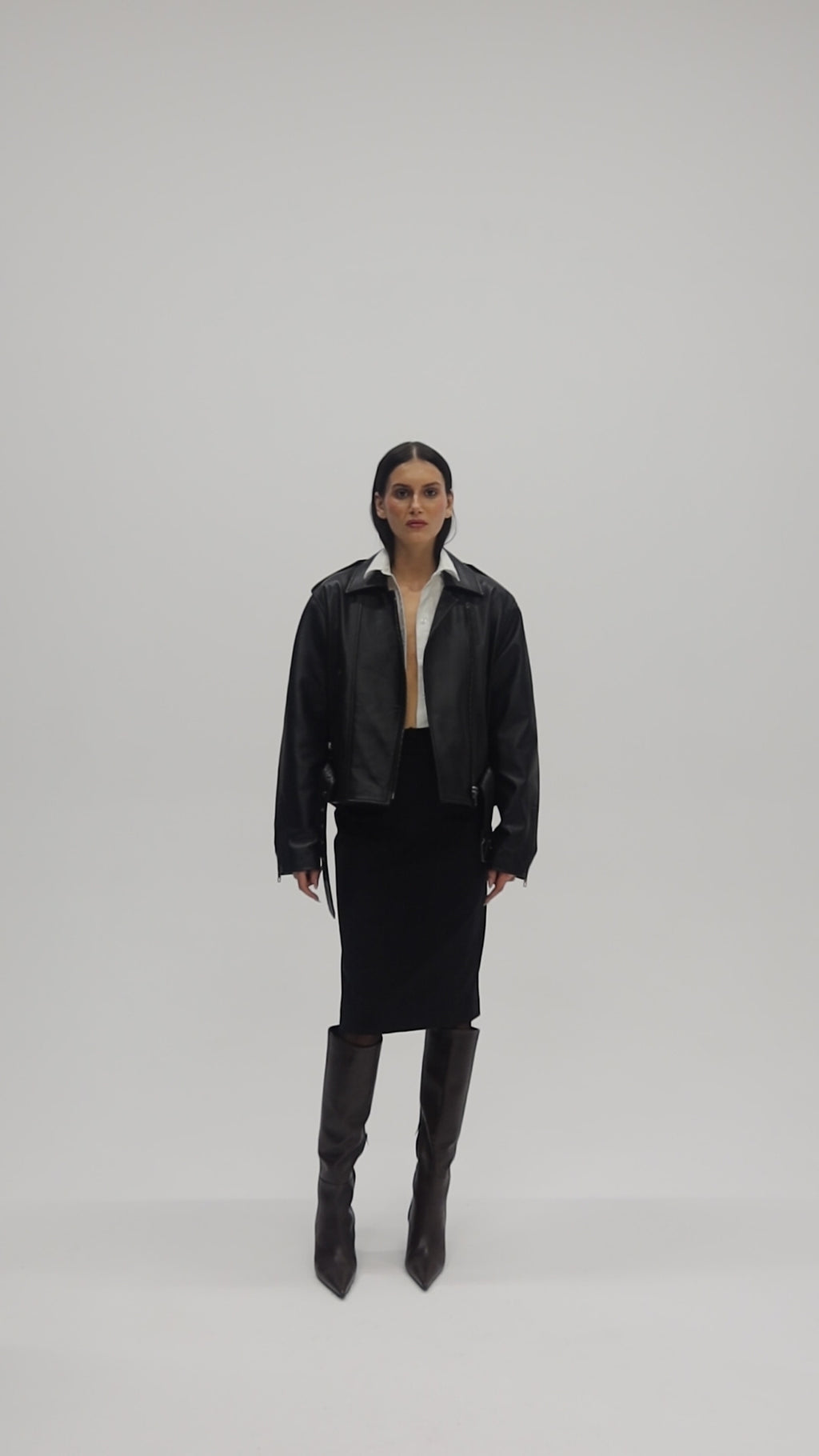 LIBERTÉ retro waisted biker jacket in black leather