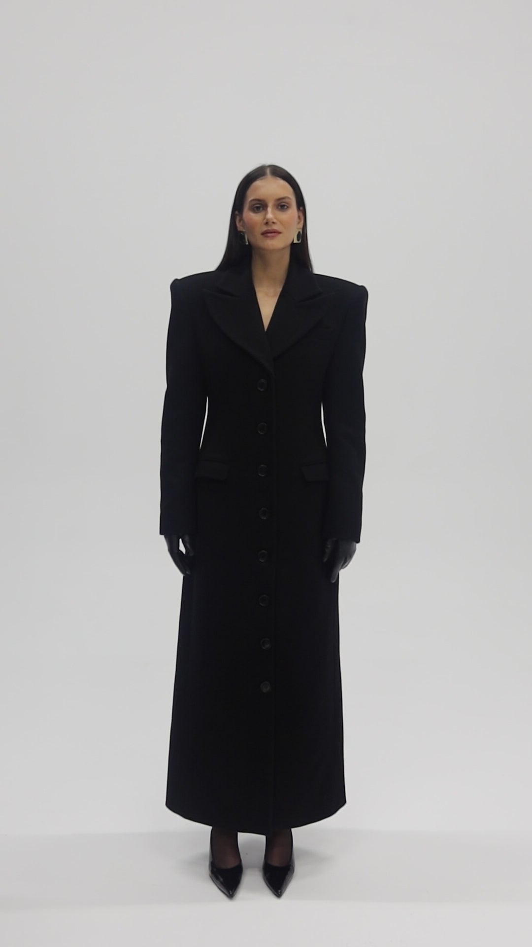 COLÉRE waisted coat in black wool