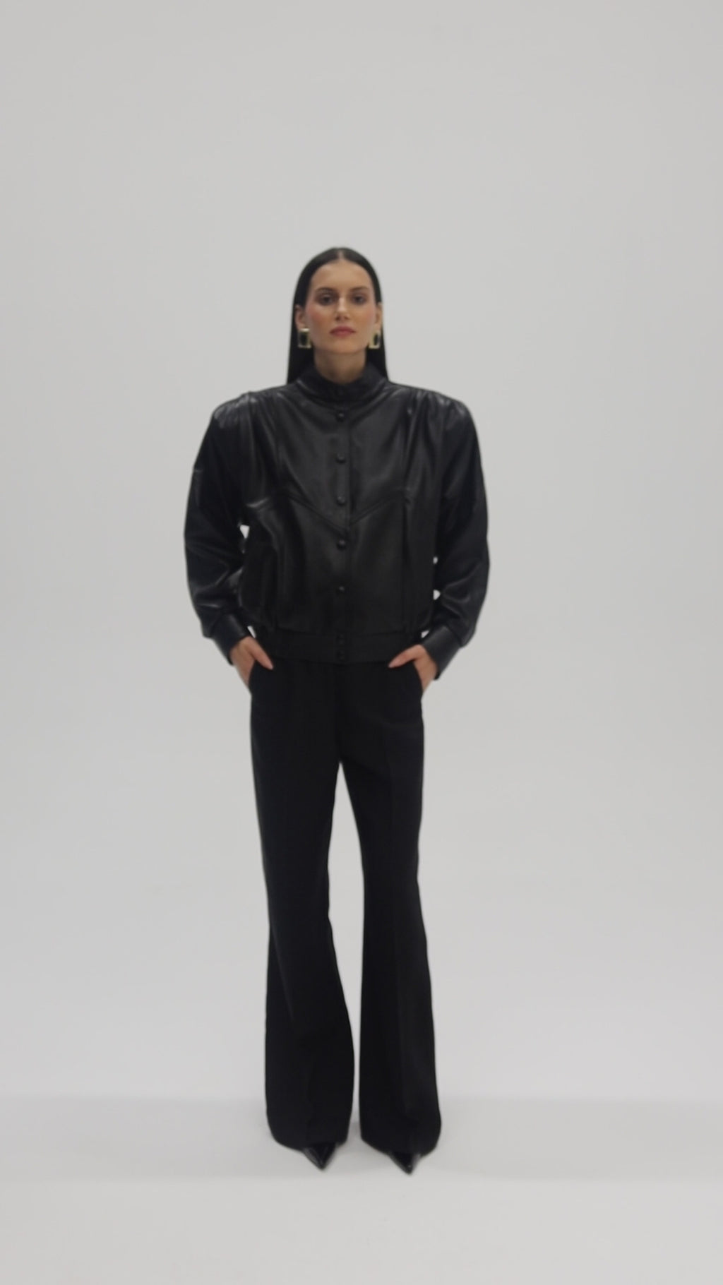 NOSTALGIE Retro It-Girl Jacke aus schwarzem Leder