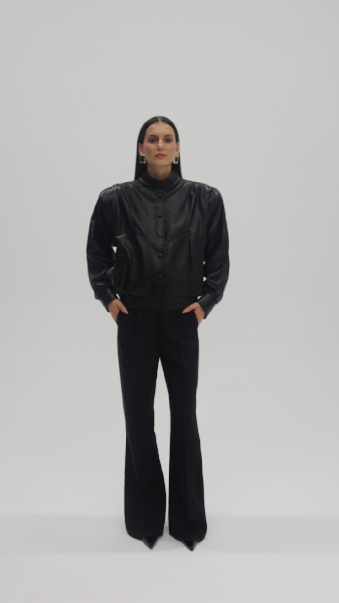 NOSTALGIE Retro It-Girl Jacke aus schwarzem Leder