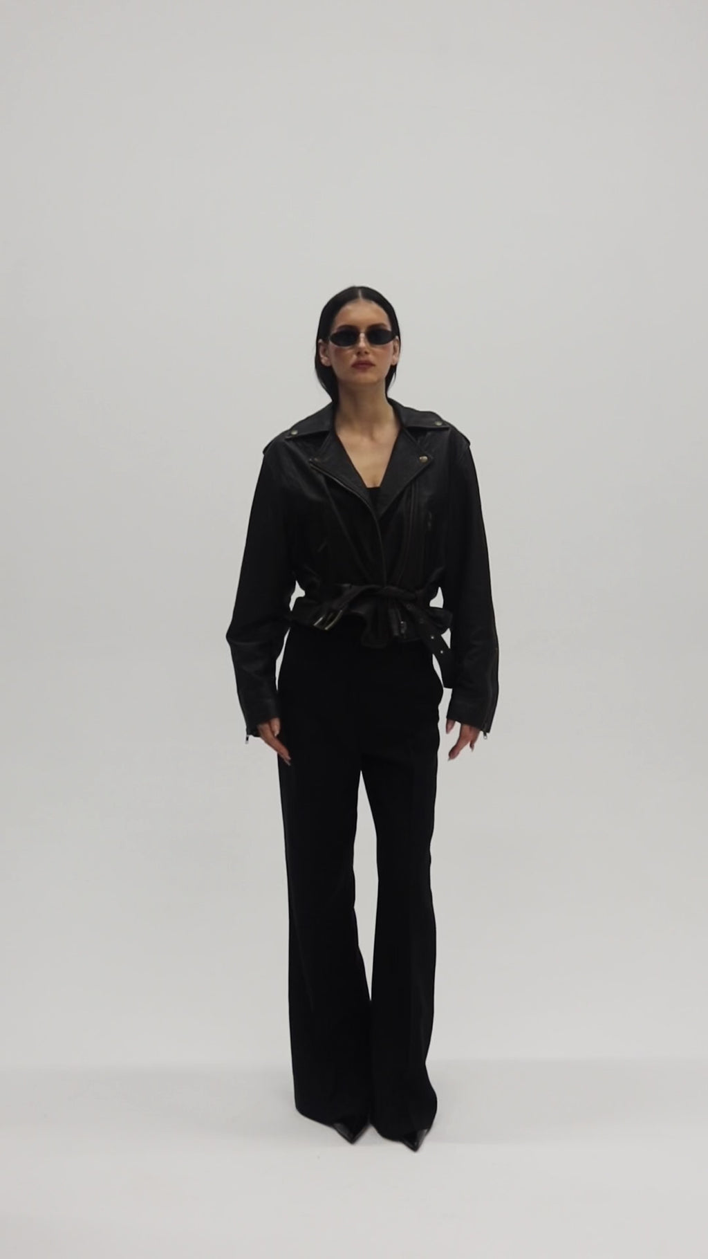 LIBERTE retro waisted biker jacket in chocolate texture leather