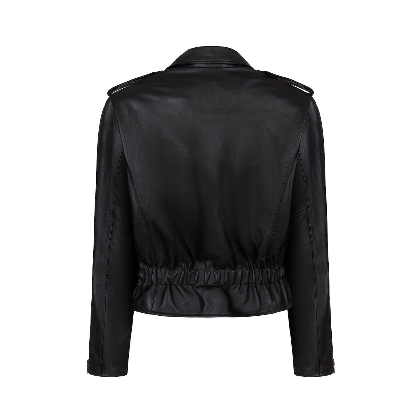 LIBERTÉ retro waisted biker jacket in black leather