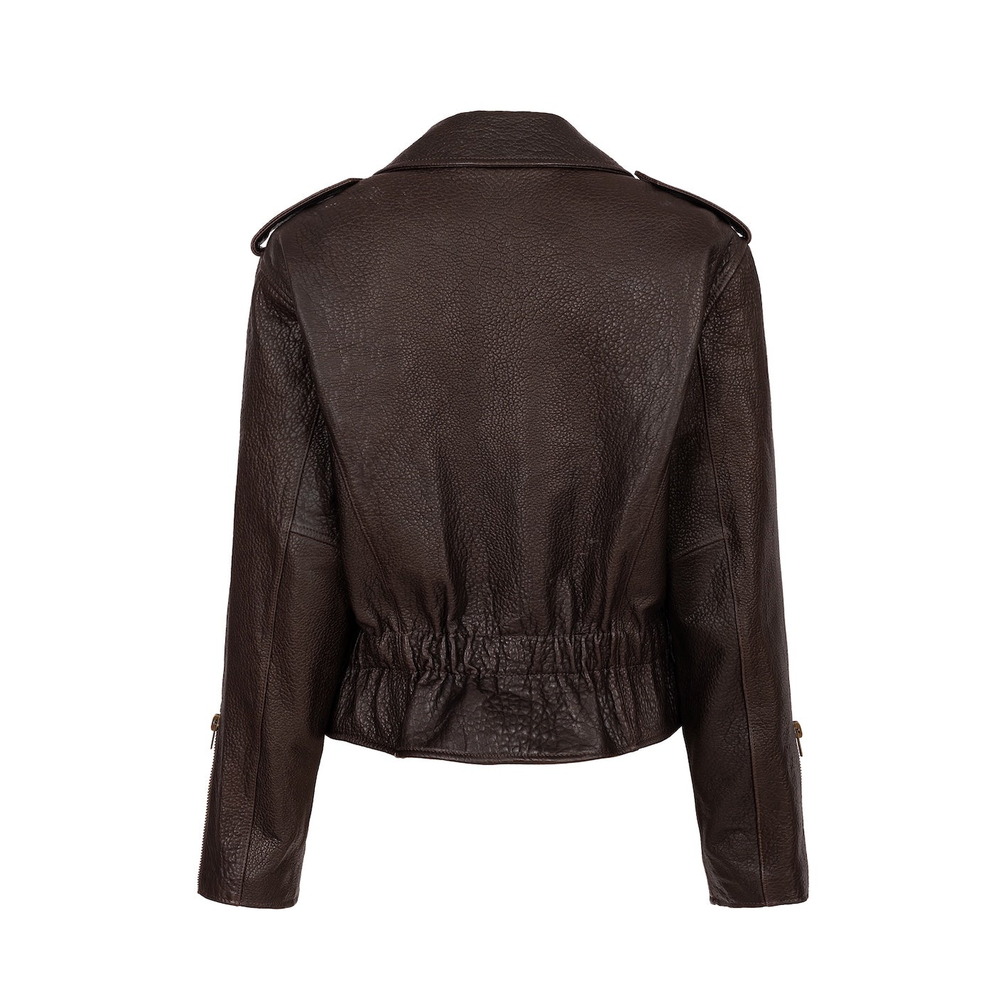 LIBERTE Retro-Bikerjacke mit hoher Taille aus Schokoladen-Texturleder