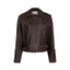 LIBERTE retro waisted biker jacket in chocolate texture