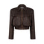 JOIE cropped bomber jacket in chocolate texture